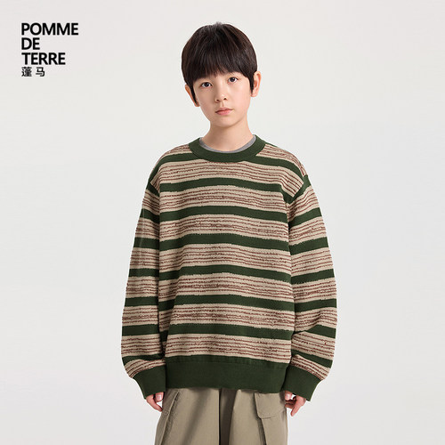 pomme蓬马宽松长袖圆领毛衫