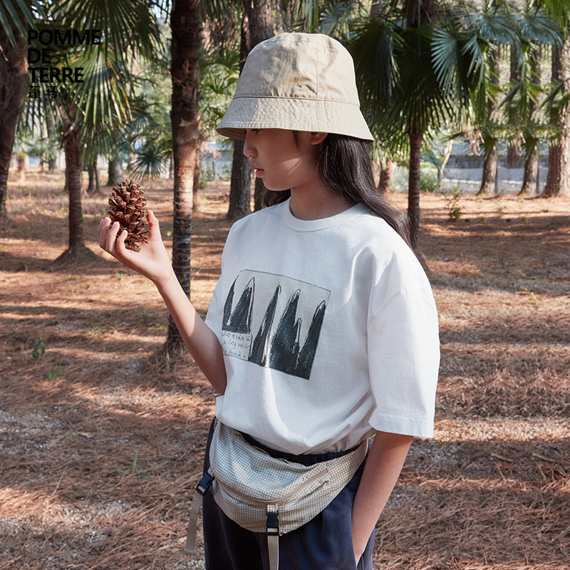 蓬马大童T恤短袖宽松印花棉质汗布春夏装男女儿童pomme de terre