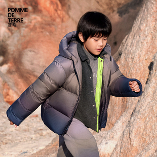[新款]蓬马大童羽绒服连帽保暖吊染25冬装男女儿童pomme de terre