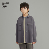 蓬马大童衬衫 男女儿童pomme 毛涤混纺空气层面料春装 terre 长袖
