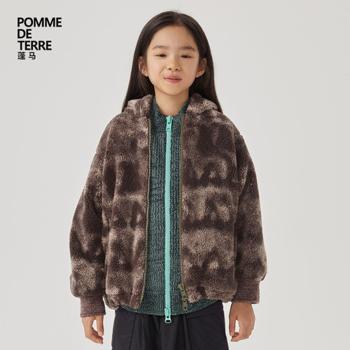 宽松戴帽领仿皮衣皮草pomme蓬马
