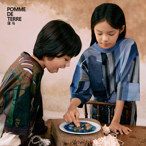 [毛怪]蓬马大童T恤中袖棉丝光汗布春夏装男女儿童pomme de terre