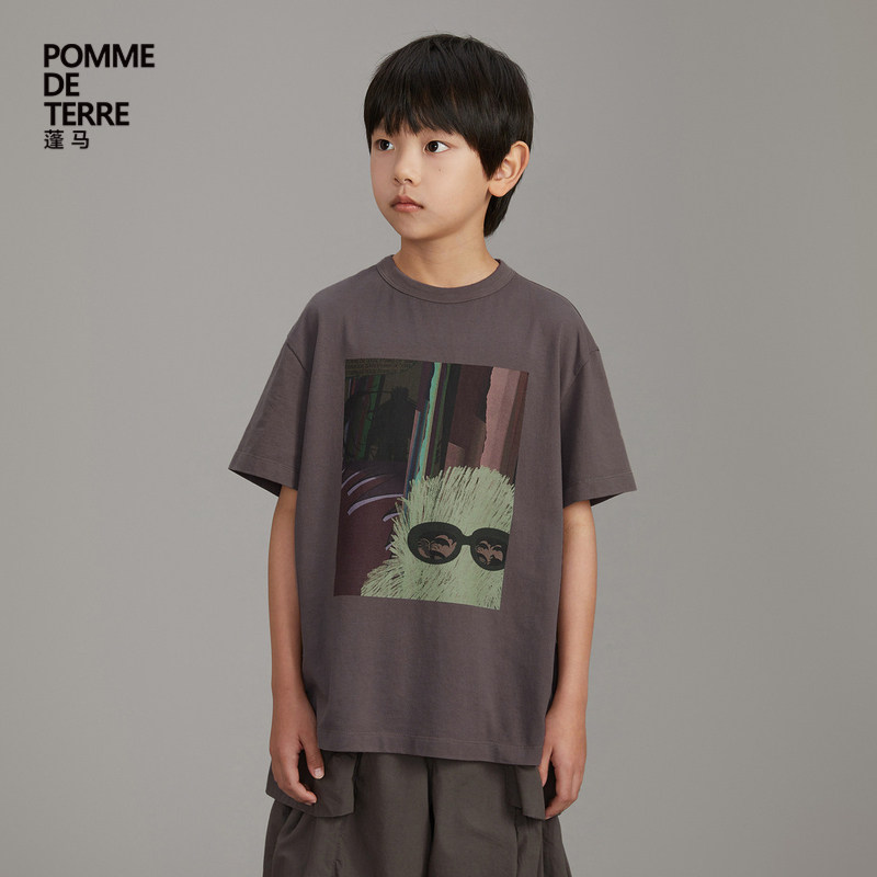 [毛怪]蓬马大童T恤短袖棉漫画印花春夏装男女儿童pomme de terre