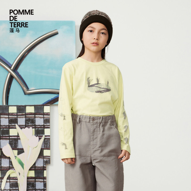 蓬马大童长袖T恤印花棉质纱汗布舒适春秋男女儿童pomme de terre,童装/婴儿装/亲子装,亲子装/亲子时装,淘宝优惠券,粉丝福利购,淘宝优惠卷