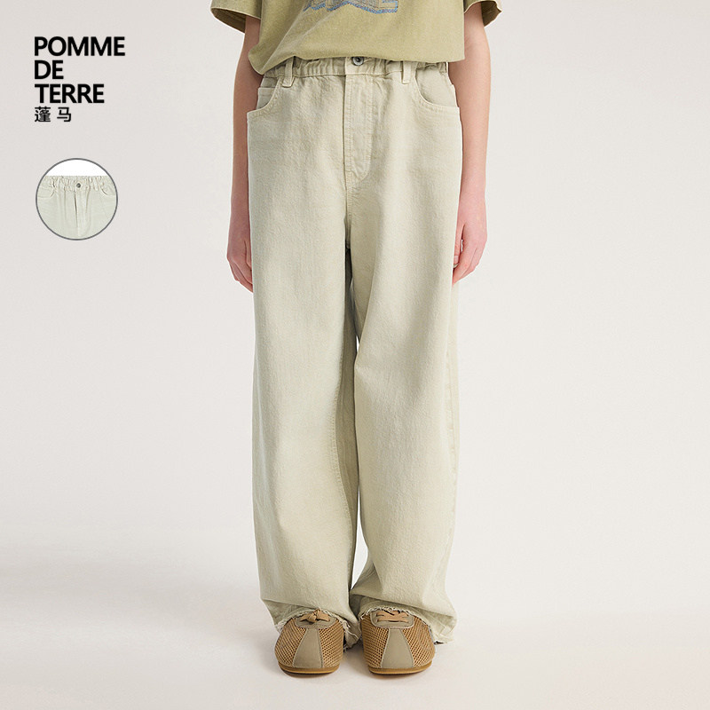 [新款]蓬马大童牛仔长裤棉微弹做旧26秋装男女儿童pomme de terre