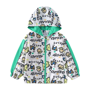 男生女生童装男童满印外套春秋款2024新款小男孩秋装儿童洋气上衣