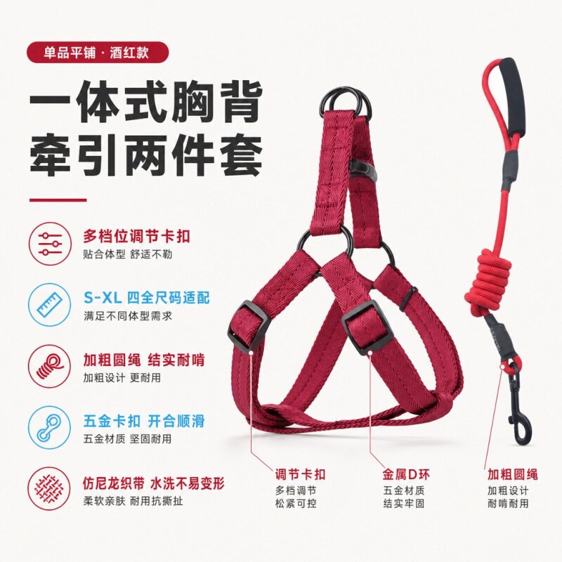 狗狗牵引胸背套装项圈中