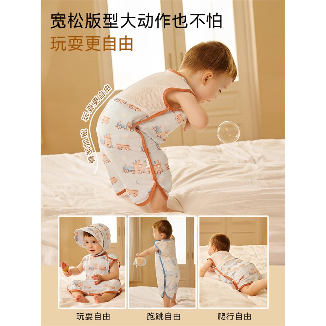 纱布睡袋婴儿包脚背心成