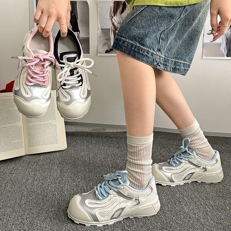 南在南方白色复古增高厚底德训鞋女2025新款夏季百搭休闲运动鞋子