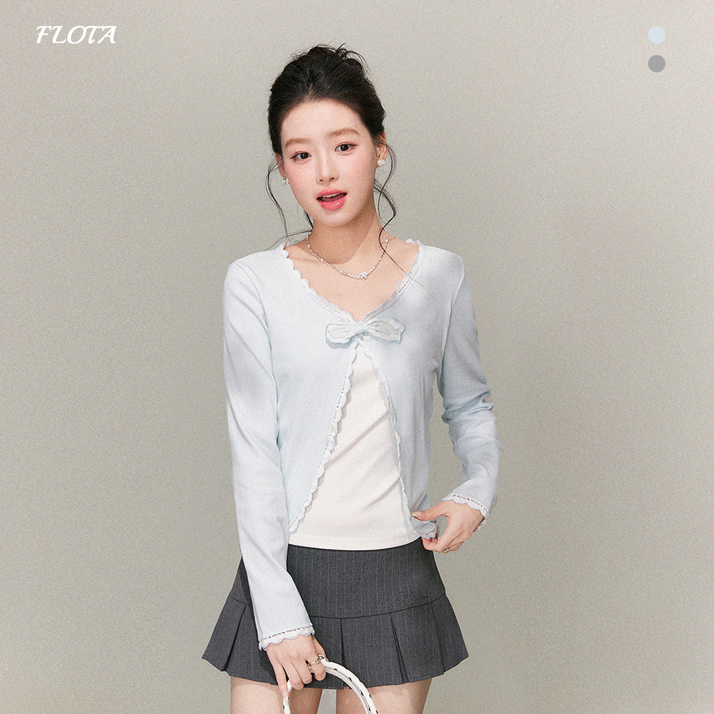 韩系甜美蕾丝花边拼接蝴蝶结长袖秋季新款假两件T恤打底衫上衣女