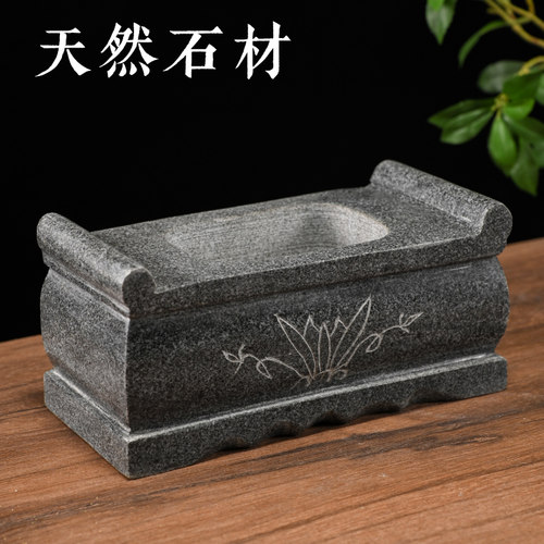 石雕石头方香炉寺庙上香