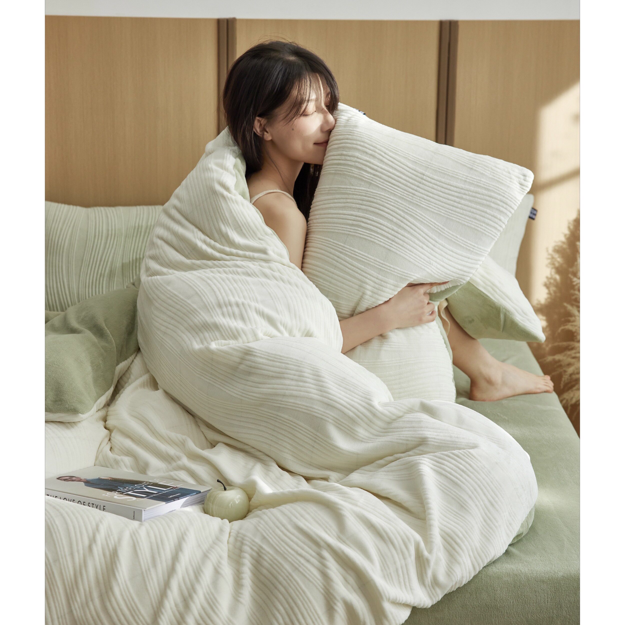 泊雾少女⎮冬季A类加厚牛奶绒床笠四件套 保暖1.2床品绿黑棕咖色