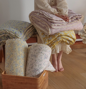 全A类婴幼儿级别针织纯棉夏凉被 云朵般柔软法式碎花天竺棉空调被