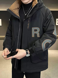 2025年新款羽绒服男士冬季中长款潮牌工装外套男款青少年品牌潮流