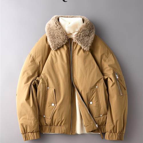 可拆卸毛领加厚85鸭绒B15飞行员工装羽绒服男士冬季新款保暖外套