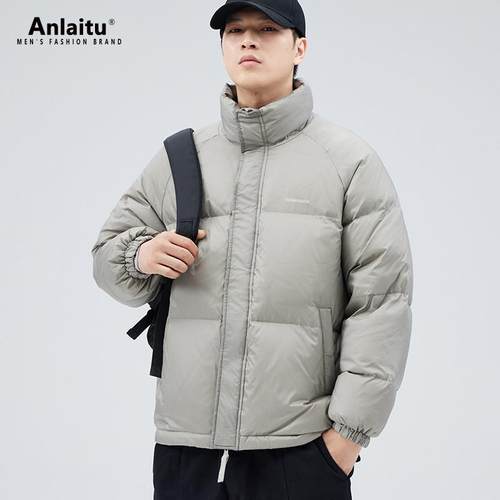 HomePanda冬季羽绒服男短款立领高端白鸭绒加厚保暖面包服外套潮