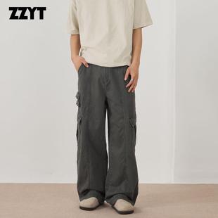 ZZYT美式覆古水洗多口袋工装裤男宽松直筒潮牌百搭休闲长裤男女