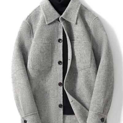 羊毛双面呢夹克男中长款秋冬新款外套休闲高级感加厚羊绒呢子大衣