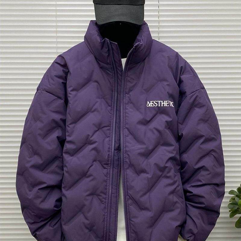 无帽立领刺绣羽绒服男士冬季装大码青少年休闲潮流牌轻薄羽绒外套