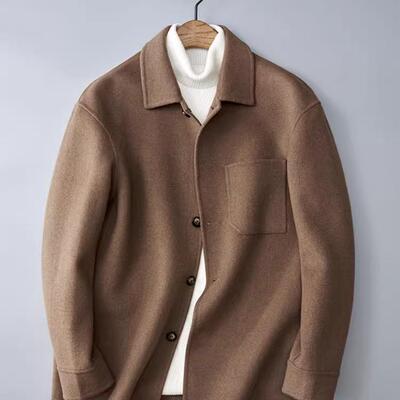 双面羊绒翻领外套男秋冬短款大衣韩版潮流毛呢子漫威毒液夹克休闲