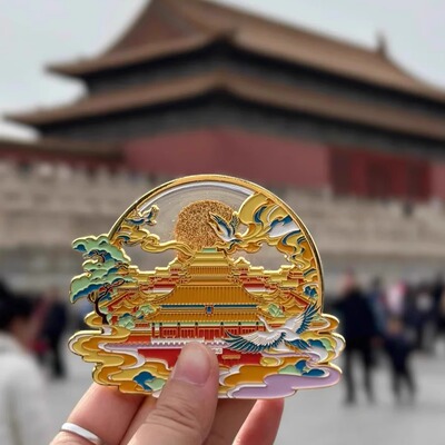 紫禁城雪景流沙金属冰箱贴纪念品