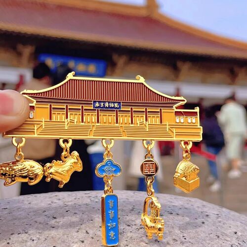 南京博物院大殿冰箱贴金属吊坠