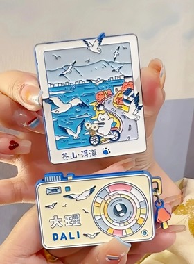 云南大理苍山洱海照相机冰箱贴可分开金属磁吸文创猫空同款纪念品