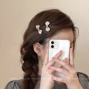 金属蝴蝶结小号发夹女2025新款高级感侧耳边夹前额无痕碎发刘海夹