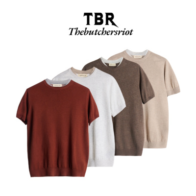 TBR毛织羊毛短袖双层领4色T恤