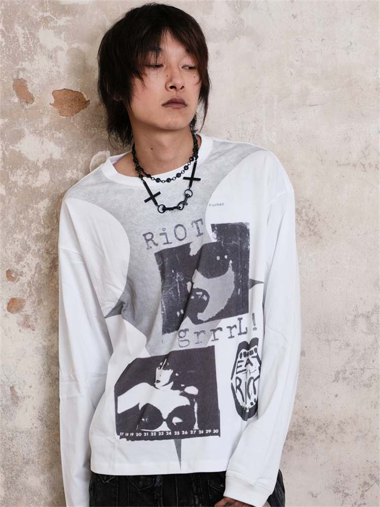 TBR朋克ERD风格亚文化长袖tee圆领简约宽松T恤上衣潮