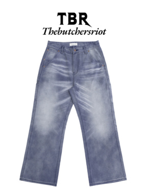TBR 法工蓝水洗伐木裤b11版型宽松直筒工装裤