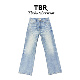 TBR重置内华达水洗飘逸猫须蜂窝冰蓝501宽松版 直筒cleanfit牛仔裤