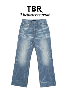 TBR 高端线 湖水绿lp同源冈山宽松直筒a字水洗牛仔裤