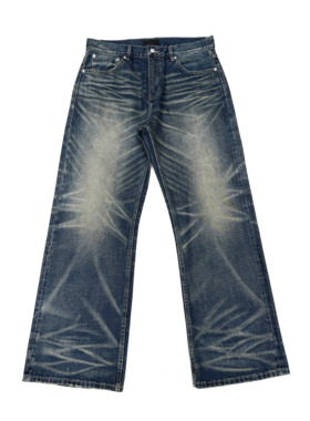 TBR 高端线 冈山赤耳牛王人体工程003怀旧蓝水洗宽松直筒牛仔裤子