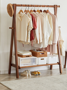实木衣帽架家用落地衣架杆卧室房间挂衣架室内简易晾衣服架子立式