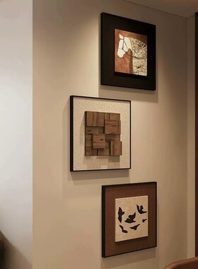 玄关柜上方挂画装饰画马到成功壁画复古高级感客厅挂画组合画
