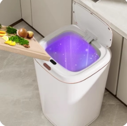 智能感应垃圾桶家用轻奢带盖式杀菌大容量感应式挥手电动垃圾桶