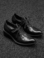 ROES elegant washed pleated thick-soled pointed-toe Derby leather shoes for both men and women's commuting, versatile for old money, trendy wizard boots thumbnail 2