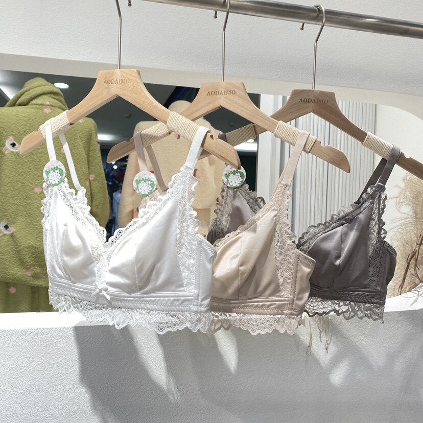 奥黛末6076超薄款水晶杯透气无钢圈收副乳蕾丝性感内衣文胸胸罩女
