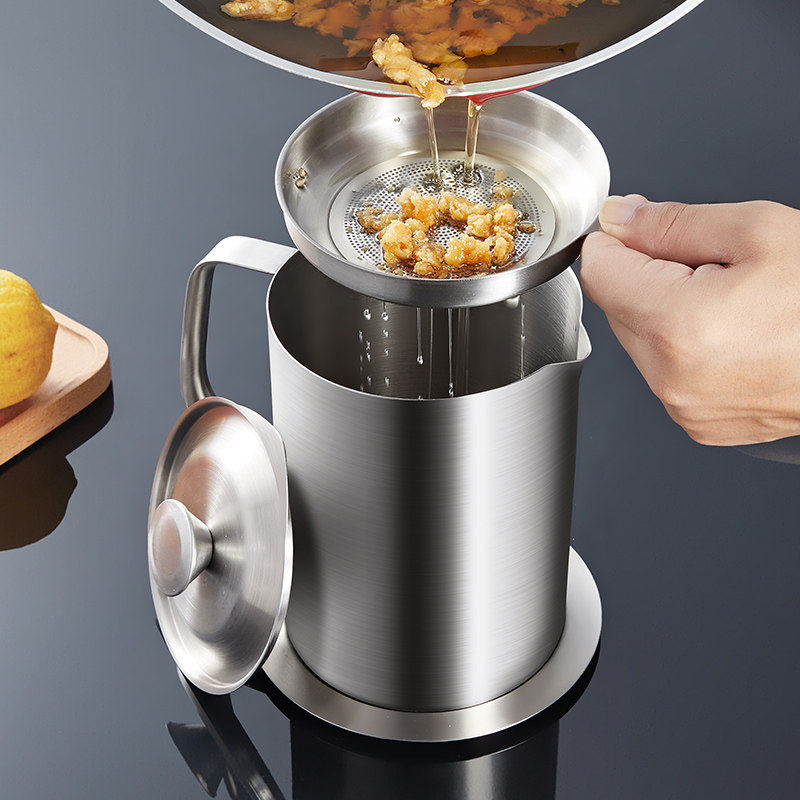 滤油神器家用厨房用油罐不漏油304不锈钢装储器滤油壶过滤油渣壶