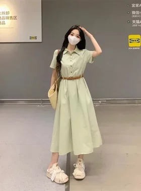 女装学院风收腰衬衫连衣裙夏季2026新款正式场合面试裙子教师穿搭