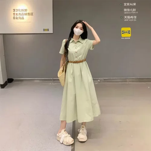 女装学院风收腰衬衫连衣裙夏季2026新款正式场合面试裙子教师穿搭