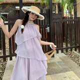 多巴胺粉色露肩上衣套装女夏新款小个子甜美轻薄显瘦半身裙两件套，女装连衣裙，浙宝102（原188）