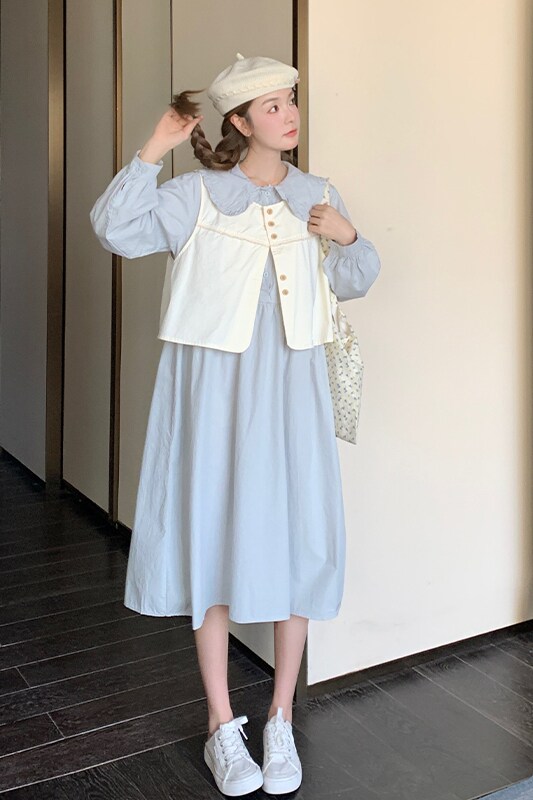 【新款现货】蓝色两件套连衣裙102-210-P145-K198,女装连衣裙,浙宝102（原188）