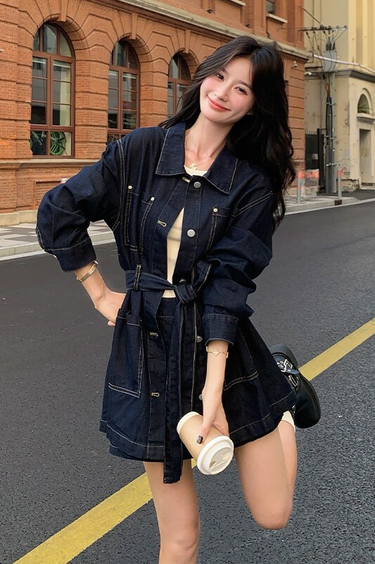 【现货】蓝色牛仔两件套套装102-807-P165-K238,女装套装/套裙,浙宝102（原188）