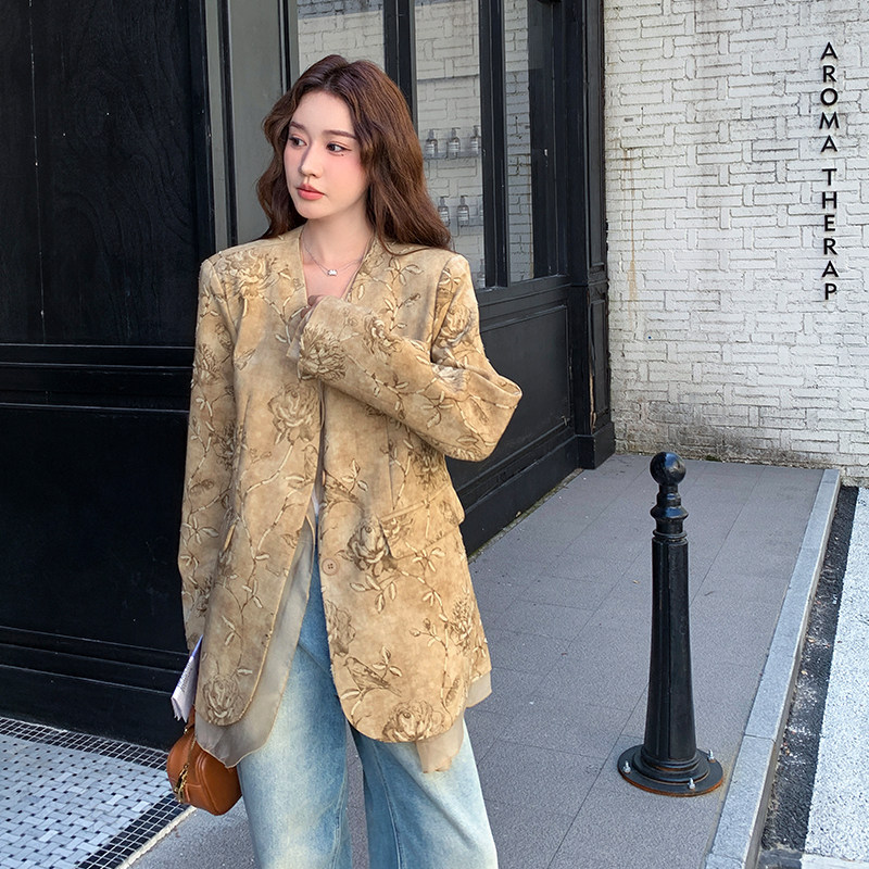 【现货】卡其色提花西装外套102-802-P165-K228,女装西装,浙宝102（原188）
