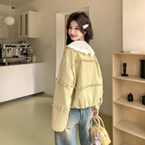 【现货】春季新款黄色PU皮娃娃领皮衣外套ZB102-960款-P160-K258，女装皮衣，浙宝102（原188）