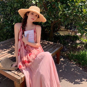 假两件拼接碎花吊带连衣裙女夏2025新款独特漂亮绝美长裙甜美洋气图片