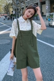 【档口现货】俏皮可爱军绿色背带短裤188-8515-P80-K135-CP48，女装连体裤，浙宝102（原188）