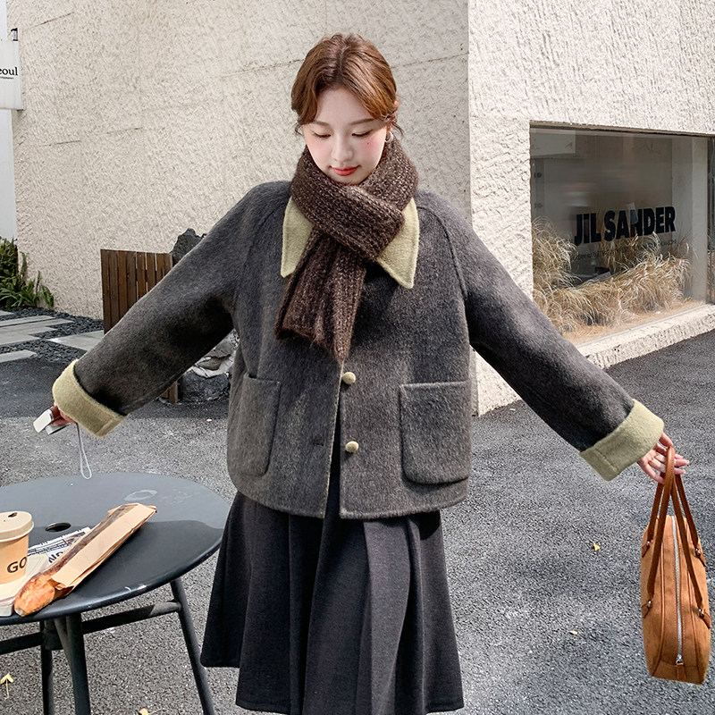 【现货】新款双面羊毛拼色外套102-921-P210-K308,女装毛呢外套,浙宝102（原188）